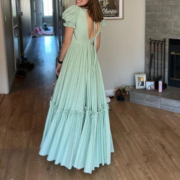 Selkie Milk Jade Prairie Dress - Ruffled Tiered Maxi Dress - Picture 4 of 4